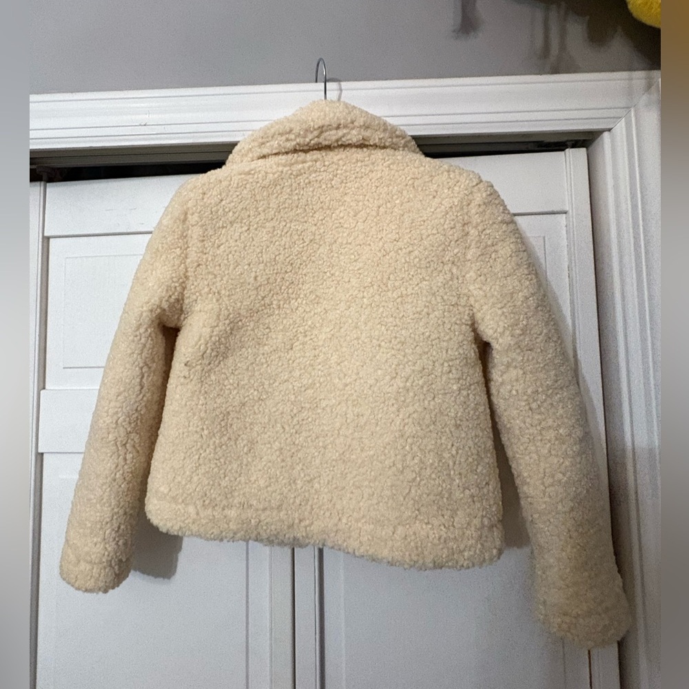 5/6 girls forever 21 Cream Sherpa moto style Jacket - Picture 8 of 9